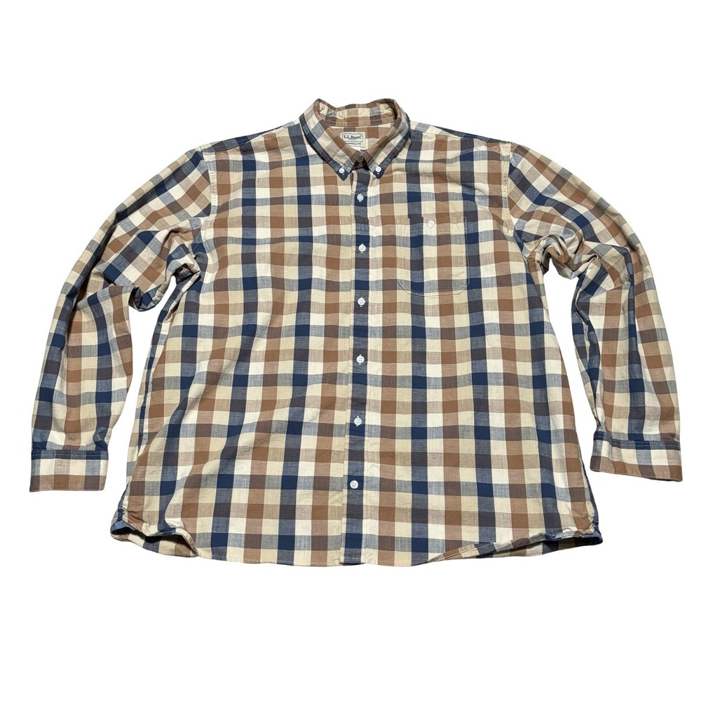 LL Bean Men's Traditional Fit Check Pattern Button Down Shirt Size XL Reg 27x30